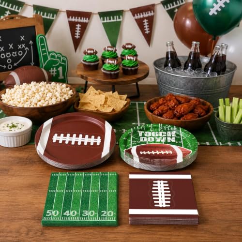 48-Piece Football Party Plates and Napkins Set for Game Day Birthday