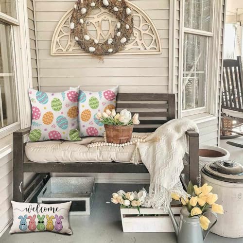 Easter Egg Throw Pillow Covers 18x18 Set of 2, Decorative Spring Sofa Decor