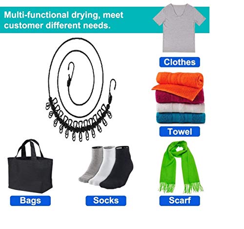 Portable Clothesline with 12 Clothespins - Travel Laundry Solution