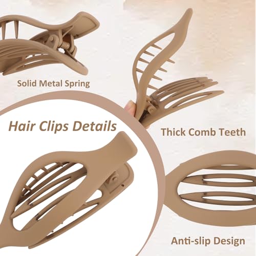 Esitrormi 6PCS Flat Claw Clips for Thick and Thin Hair Matte Large Hair Clips