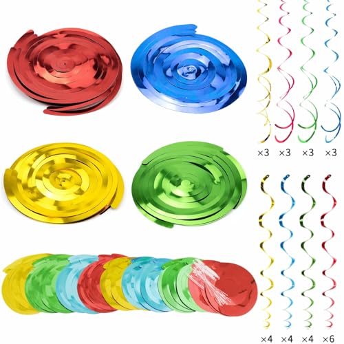 48-Piece Back to School Hanging Swirl Decorations – Colorful Pencil Party Set