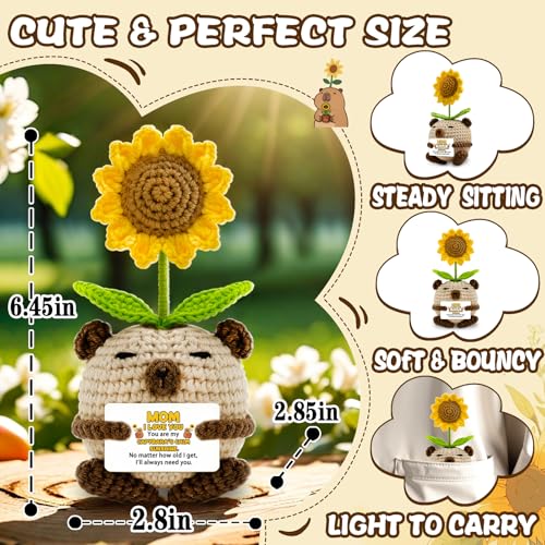 Mom Birthday Gift Crochet Capybara Sunflower Decor - From Son Daughter