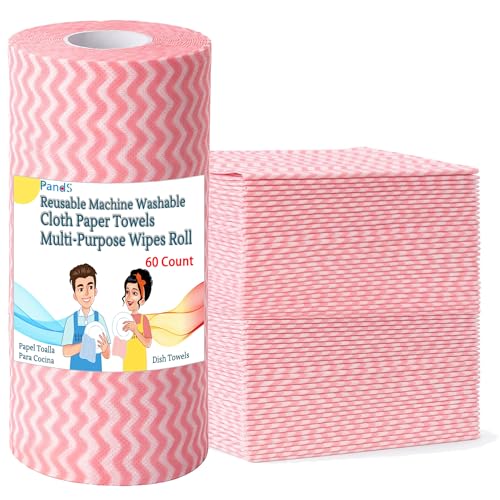 Reusable Paper Towels Roll - 60 Washable Cleaning Cloths