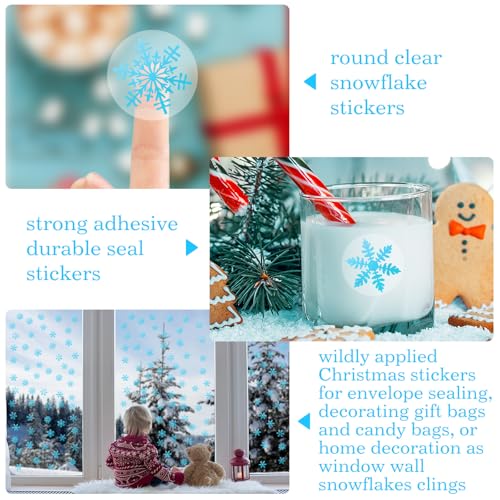 500 Pcs Snowflake Envelope Seals & Christmas Stickers Blue