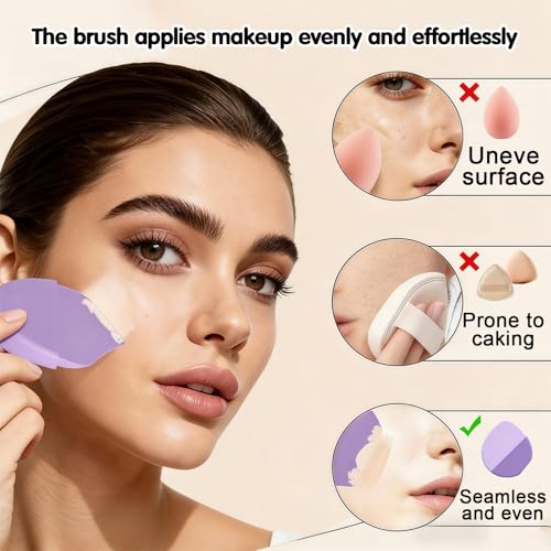 SIHIMESOLFVE Silicone Foundation Brush - Flat Head Makeup Tool in Purple
