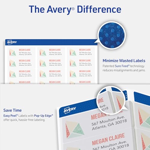 Avery Matte Clear Address Labels, 300 Pack, 1" x 2-5/8"