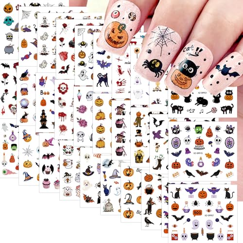 30 Sheets Halloween Nail Art Stickers 3D Self-Adhesive Gothic Decals