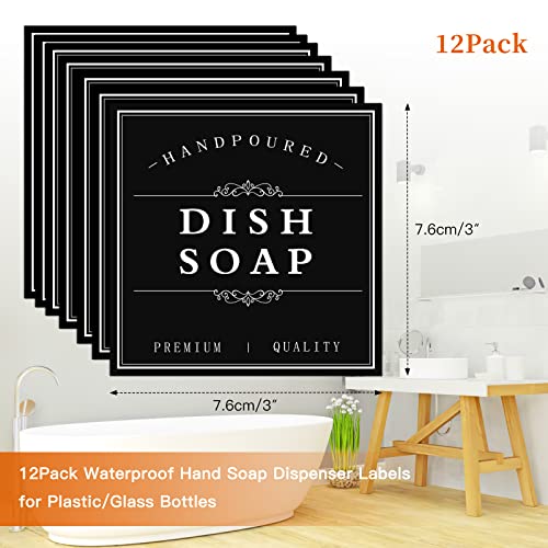 12-Pack Waterproof Soap Labels for Bottles - Removable & Durable