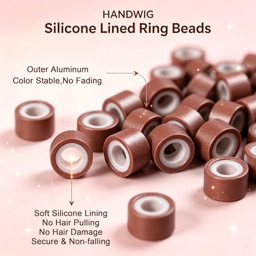 HandWig 500PCS 5mm Micro Ring Beads for Hair Extensions Brown