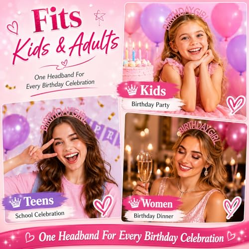 Birthday Girl Rhinestone Headband & Tiara Crown Party Accessory