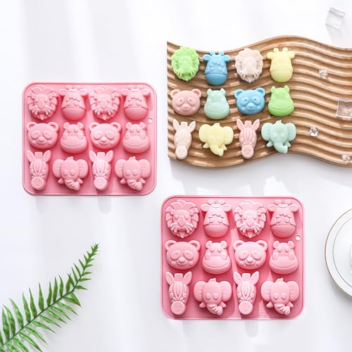 Animal Silicone Molds Set of 2 - 12 Cavity for Chocolate & Candy