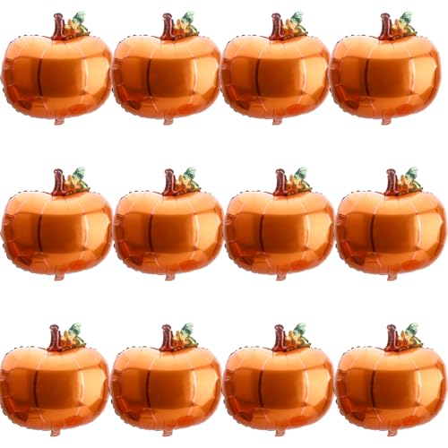 12 Pcs Pumpkin Balloons - Foil Decorations for Fall Parties