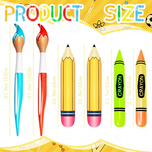 6 Pcs Inflatable Giant Paint Brush & Crayon Balloon Set