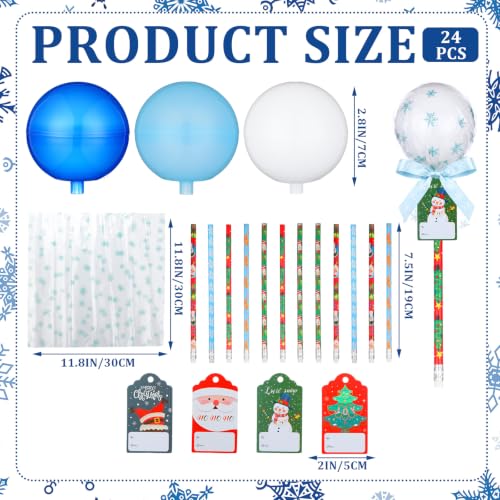 Simgoing Christmas Lollipop Gift Kit - Light Blue, Dark Blue & White Classroom Party Favor, 96 Pieces