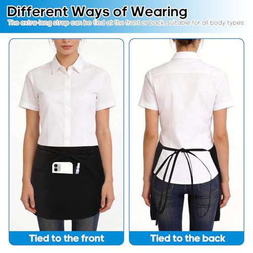 YELEGAI Multi-Pocket Restaurant Apron with Adjustable Straps