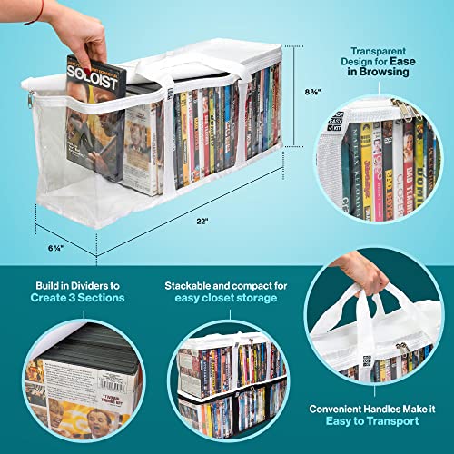 DVD Storage Bag - Clear PVC Organizer for 40 Cases with Dividers