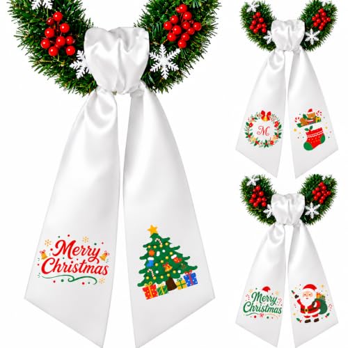 Christmas Wreath Sash 3-Piece Satin Holiday Door Decor - Red & Green