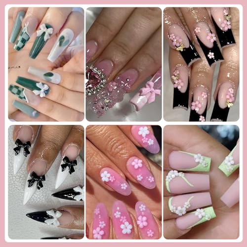3D Nail Charms Kit with Bows, Flowers, Rhinestones, and Pearls for DIY Manicure