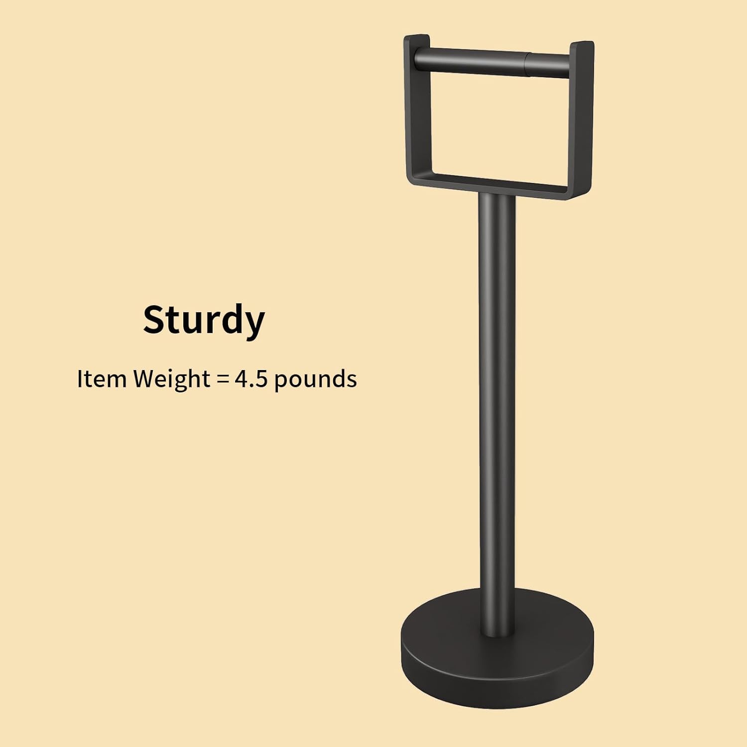 YUMORE Heavy Duty Toilet Paper Holder Stand - Extra-Weighted Base, Stainless Steel, Matte Black