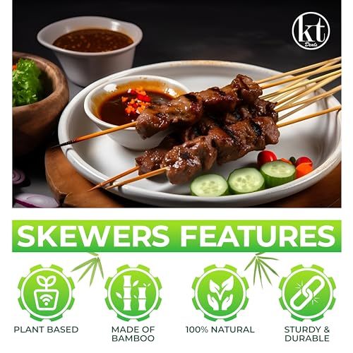 18-Inch Bamboo Skewers - 100pcs Natural Wooden BBQ & Kabob Sticks