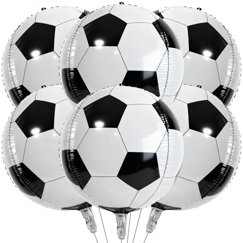 6Pcs 22-Inch 4D Soccer Foil Balloons for Sports Theme Party Decor