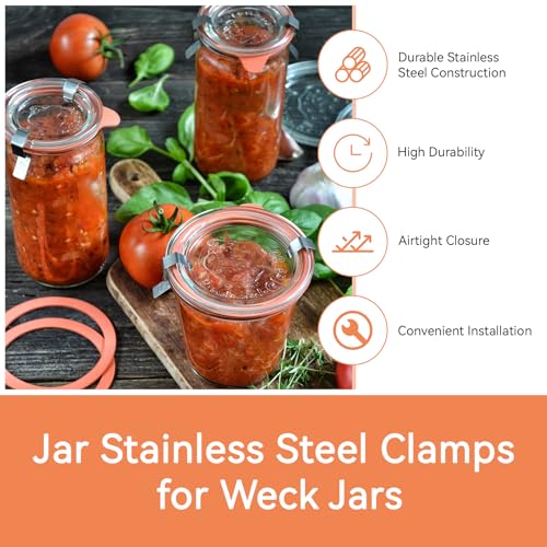 20 Stainless Steel Clips for Weck Jars - Airtight Clamps for Food Preservation