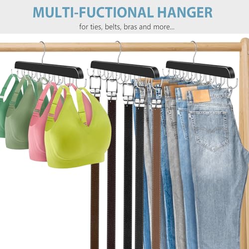 Harhana Wood Jeans Hanger 15x5 Inches, 14 Hooks Space-Saving Closet Organizer