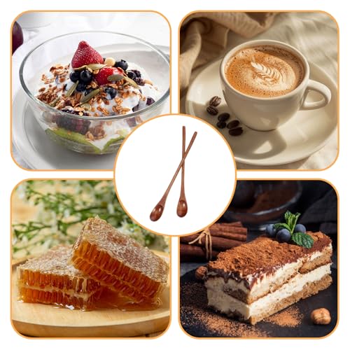 Zelphvt 2-Piece Long Wooden Coffee and Tea Spoons, 9.1 Inch