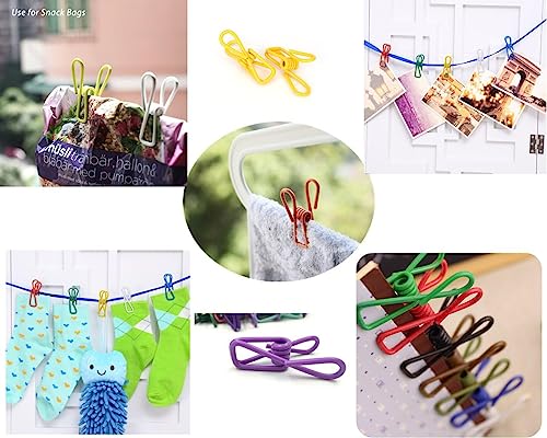 YIKANGHENG 20 Pcs 2-Inch Colorful Metal Chip Clips - Waterproof, Rustproof Bag & Clothes Pins
