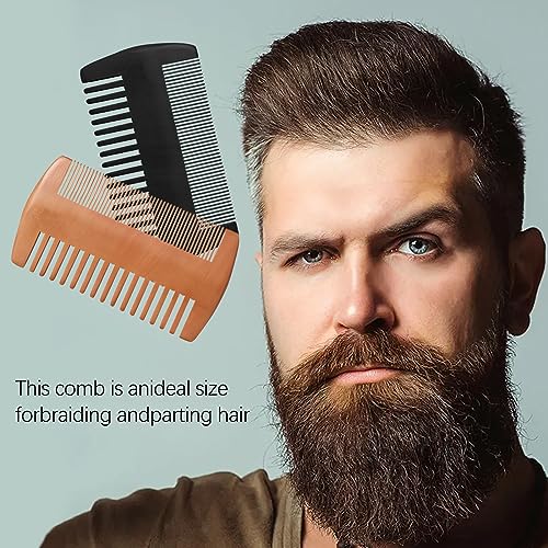 Kootinn Wooden Beard Comb Kit - Dual Action Pocket Grooming Comb 2 Pack