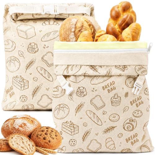 Noctivela Beeswax Bread Bags - Reusable Sourdough & Baguette Storage, 2 Pack, 13x17 Inches