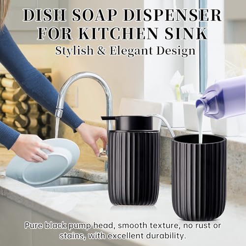 Matte Black Ceramic Foam Soap Dispenser - 12 Oz, Stylish & Refillable