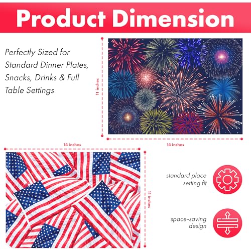 22-Pack Patriotic Disposable Paper Placemats - Reversible Design