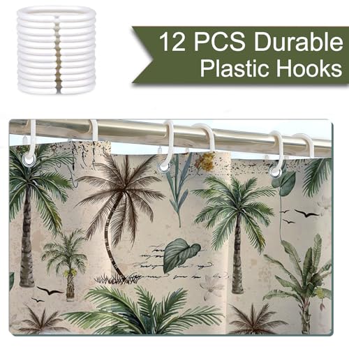 Mocsicka Tropical Palm Tree Shower Curtain - 72x72 in Waterproof Fabric