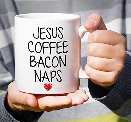 Retreez Funny Jesus Coffee Mug - Bacon Naps 11 Oz Ceramic White - JES007