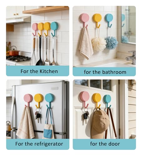 Set of 10 Heavy Duty Adhesive Wall Hooks - Pink for Home Use