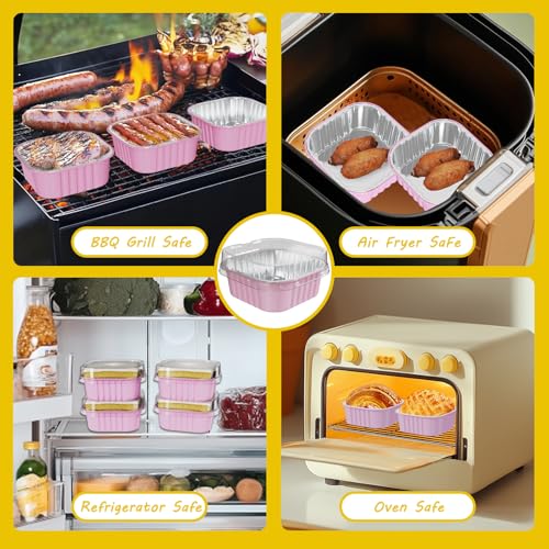 25 Pack Mini Cake Pans with Lids - Disposable Aluminum Foil Baking Cups, 5oz