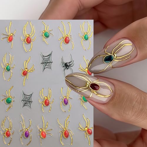 5D Halloween Nail Stickers Ghost Spider Web Self-Adhesive Decals 2Pcs