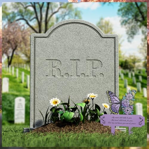 Purple Butterfly Memorial Grave Marker for Mom Dad, Metal Cemetery Plaque