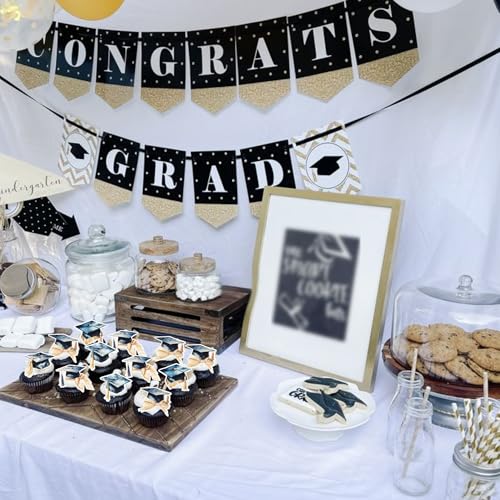 60 PCS Edible Graduation Cap Cupcake Toppers for Class of 2026