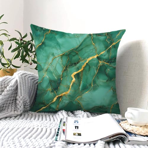 Green Gold Marble Velvet Throw Pillow Covers 20x20 Set of 4