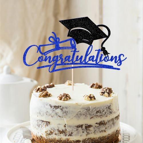 2026 Graduation Cake Topper - Navy Blue & Black Congrats Grad Party Decor