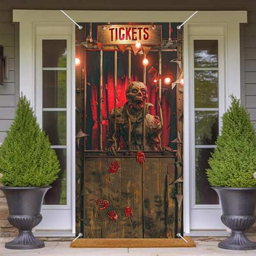 BlissYard Halloween Zombie Booth Door Cover 35x71 Inch Polyester