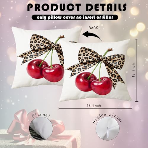 Leopard Cherry Pillow Covers 18x18 - Trendy Decor by AgriFusion Tech