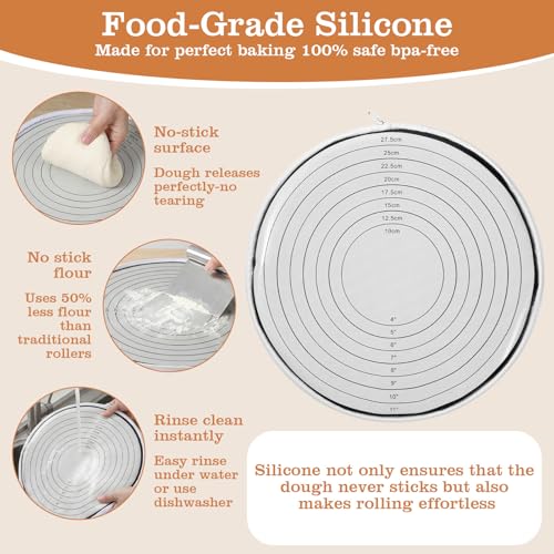 Classicseali Heat Resistant Round Silicone Baking Mat - 11.42"