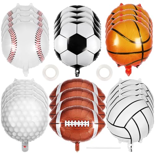 TOATOM 24 Pcs Sports Foil Balloon Set - 18 Inch Balloons for Parties