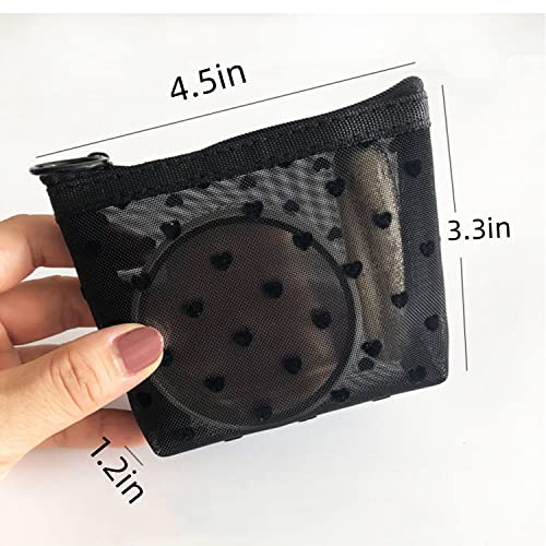 VEDO SHIPIN Zipper Mesh Makeup Bag - Portable Small Travel Cosmetic Pouch