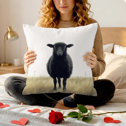 Easter Sheep Throw Pillow Cover 18x18 | Farmhouse Decor