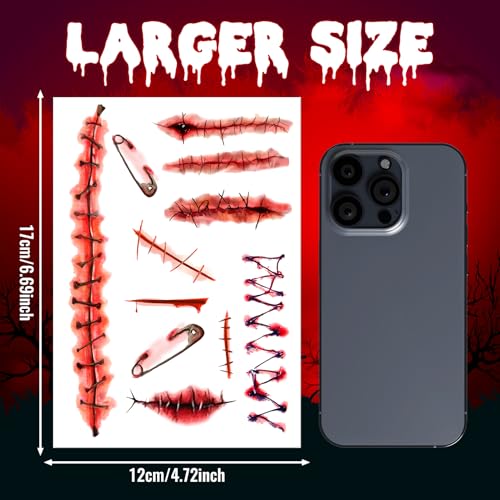 Cerlaza Halloween Zombie Fake Scar Temporary Tattoos Makeup Kit