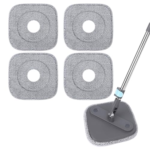 Microfiber Mop Pads for True & Tidy Spin Mop - 9" Square Refill, 4 Pack